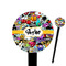 Graffiti 6" Round Plastic Food Picks - Black - Double Sided (Personalized)
