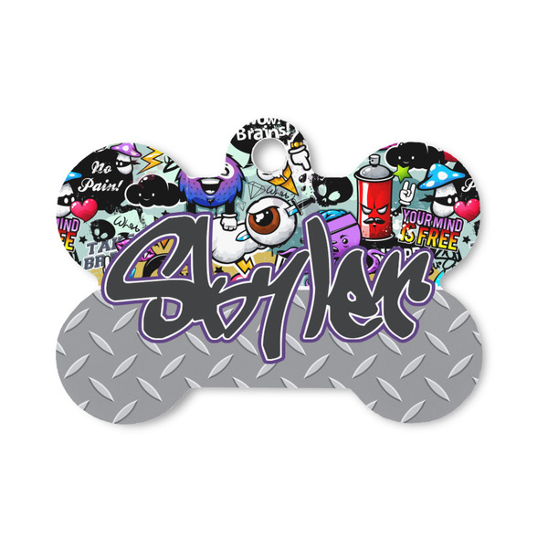 Custom Graffiti Bone Shaped Dog ID Tag - Small (Personalized)