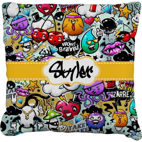Custom Graffiti Faux-Linen Throw Pillow 18" (Personalized)