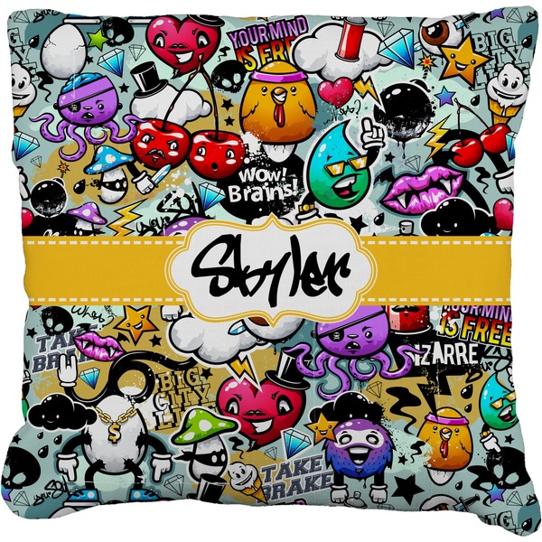 Custom Graffiti Faux-Linen Throw Pillow 26" (Personalized)