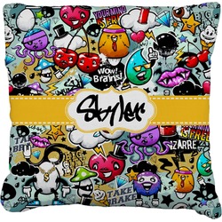 Graffiti Faux-Linen Throw Pillow (Personalized)