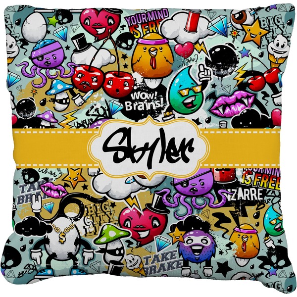 Custom Graffiti Faux-Linen Throw Pillow (Personalized)
