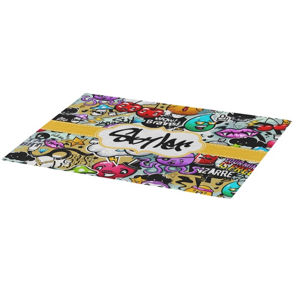 Graffiti Burlap Placemat (Angle View)