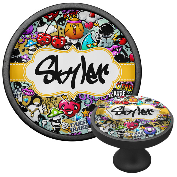 Graffiti Cabinet Knob - Black - Multi Angle