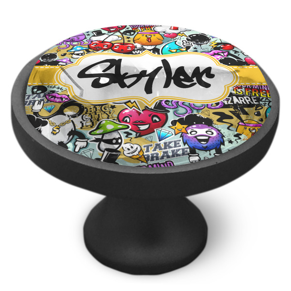 Graffiti Cabinet Knob - Black - Side
