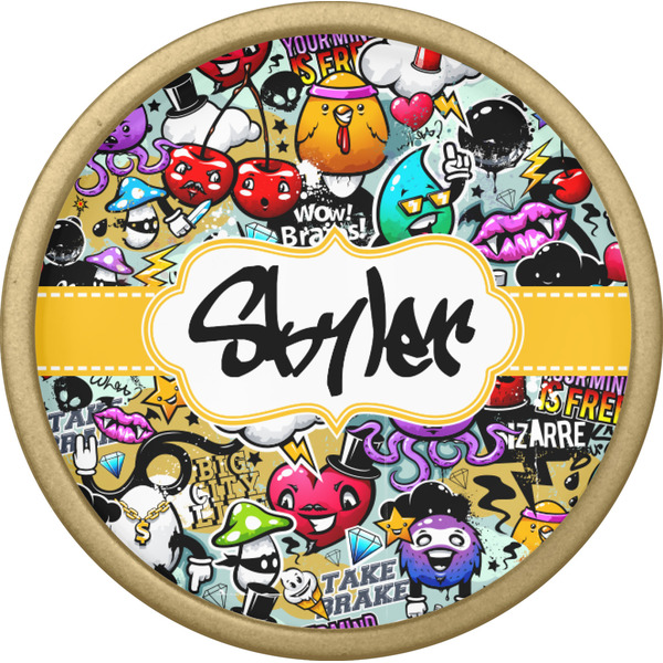 Graffiti Cabinet Knob - Gold - Front