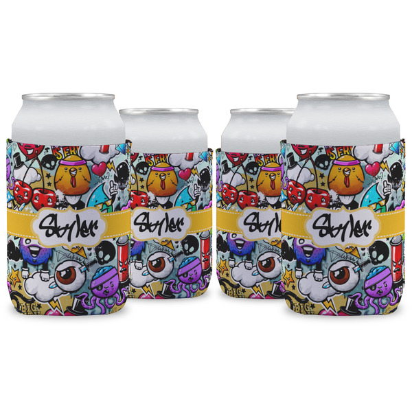 Custom Graffiti Can Cooler (12 oz) - Set of 4 w/ Name or Text