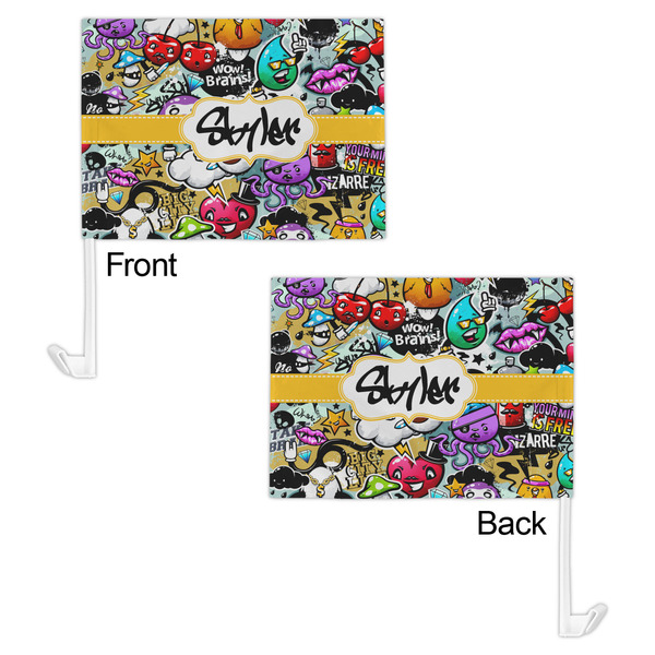Graffiti Car Flag - 11" x 8" - Front & Back View
