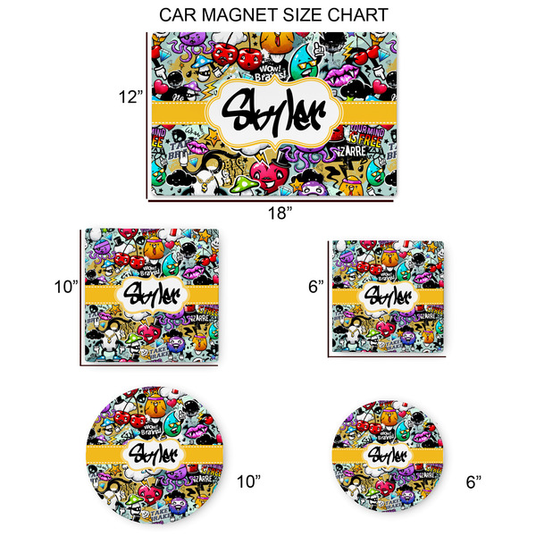 Graffiti Car Magnets - SIZE CHART