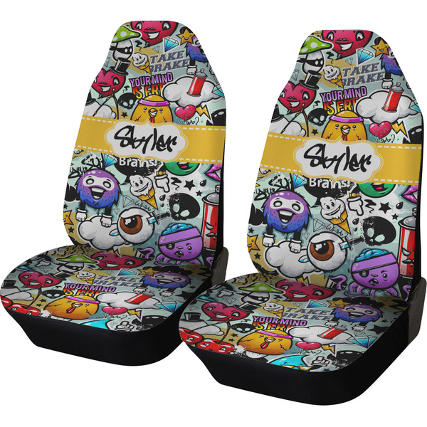 Custom Graffiti Car Seat Covers (Set of Two) (Personalized)