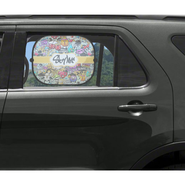 Graffiti Car Sun Shade Black - In Car Window