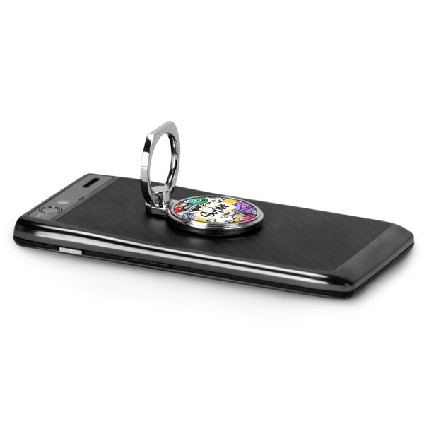 Graffiti Cell Phone Ring & Stand in Use