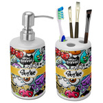 Graffiti Ceramic Bathroom Accessories Set (Personalized)