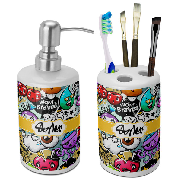 Custom Graffiti Ceramic Bathroom Accessories Set (Personalized)