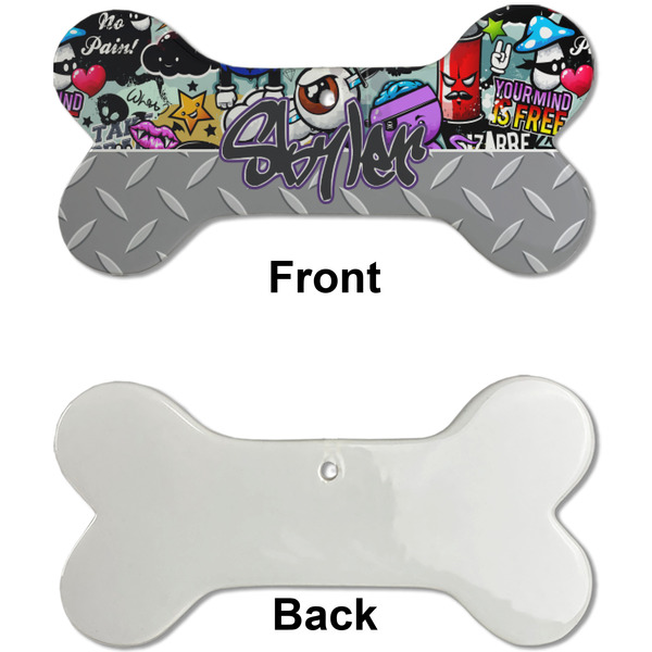 Graffiti Ceramic Flat Ornament - Bone Front & Back Single Print (APPROVAL)