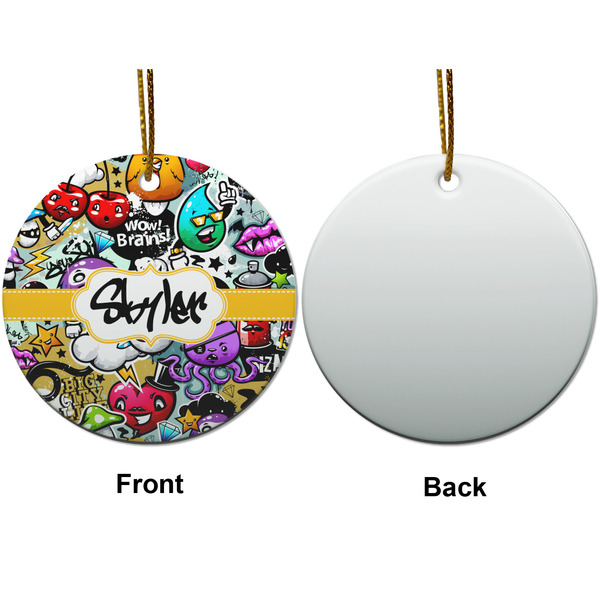 Graffiti Ceramic Flat Ornament - Circle Front & Back (APPROVAL)