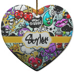 Graffiti Heart Ceramic Ornament w/ Name or Text