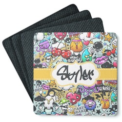 Graffiti Square Rubber Backed Coasters - Set of 4 (Personalized)