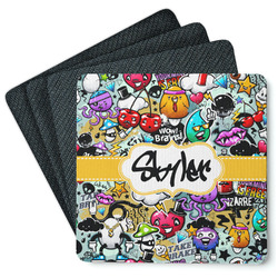 Graffiti Square Rubber Backed Coasters - Set of 4 (Personalized)