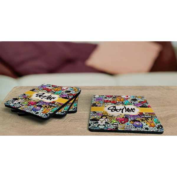 Graffiti Coaster Rubber Back - On Coffee Table