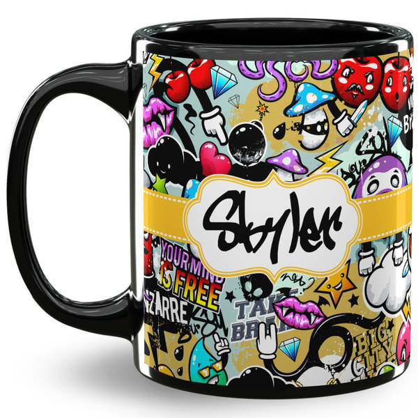 Custom Graffiti 11 Oz Coffee Mug - Black (Personalized)