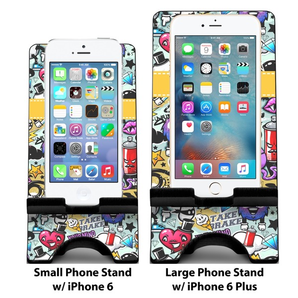 Graffiti Compare Phone Stand Sizes - with iPhones