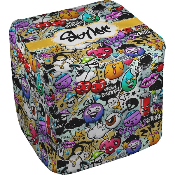 Custom Graffiti Cube Pouf Ottoman - 13" (Personalized)