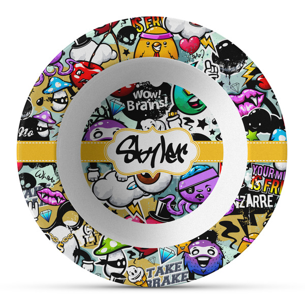 Custom Graffiti Plastic Bowl - Microwave Safe - Composite Polymer (Personalized)
