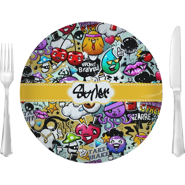 Custom Graffiti 10" Glass Lunch / Dinner Plates - Single or Set (Personalized)