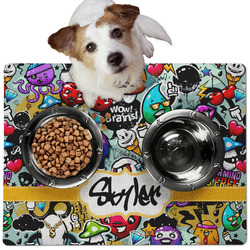 Graffiti Dog Food Mat - Medium w/ Name or Text