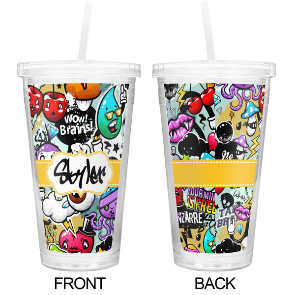 Graffiti Double Wall Tumbler with Straw - Approval