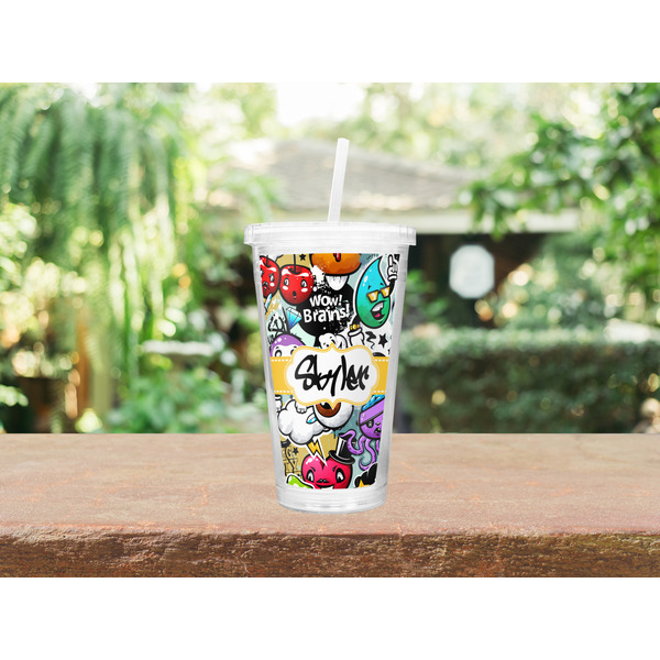 Graffiti Double Wall Tumbler with Straw Lifestyle