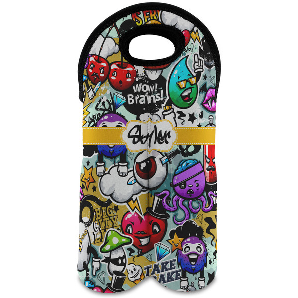 Custom Graffiti Wine Tote Bag (2 Bottles) (Personalized)