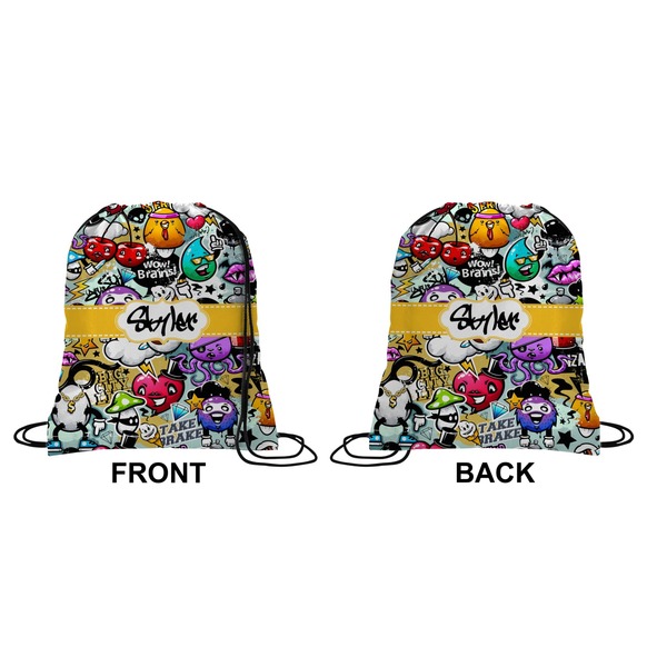 Graffiti Drawstring Backpack Front & Back Small