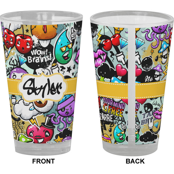 Graffiti Pint Glass - Full Color - Front & Back Views