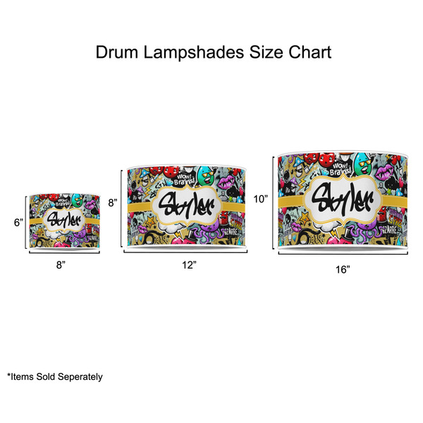 Graffiti Drum Lampshades - Sizing Chart