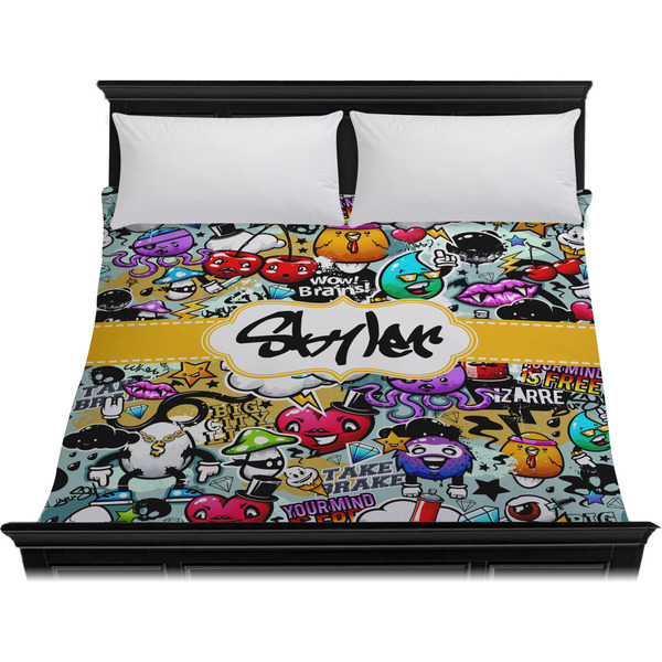 Graffiti Duvet Cover - King - On Bed - No Prop
