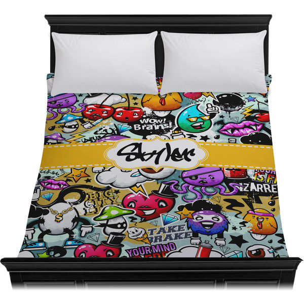 Graffiti Duvet Cover - Queen - On Bed - No Prop