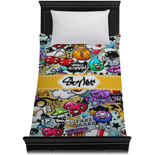 Graffiti Duvet Cover - Twin - On Bed - No Prop