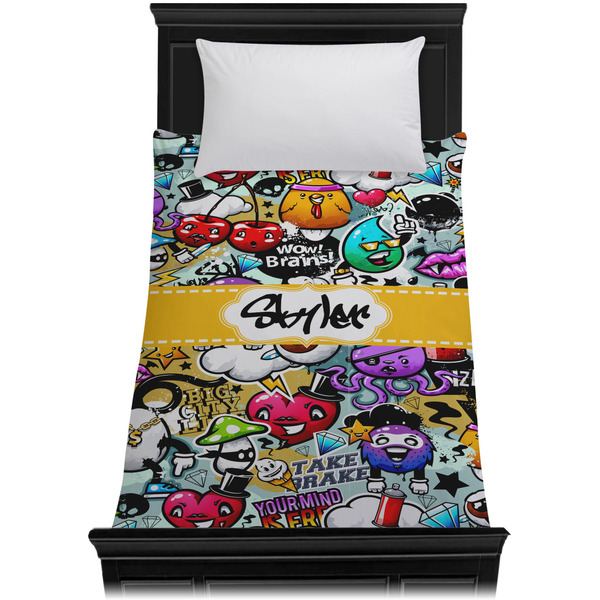 Graffiti Duvet Cover - Twin XL - On Bed - No Prop