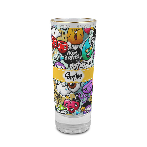 Custom Graffiti 2 oz Shot Glass - Glass with Gold Rim (Personalized)