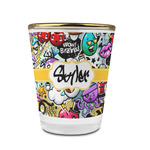 Graffiti Glass Shot Glass - 1.5 oz - with Gold Rim - Single (Personalized)