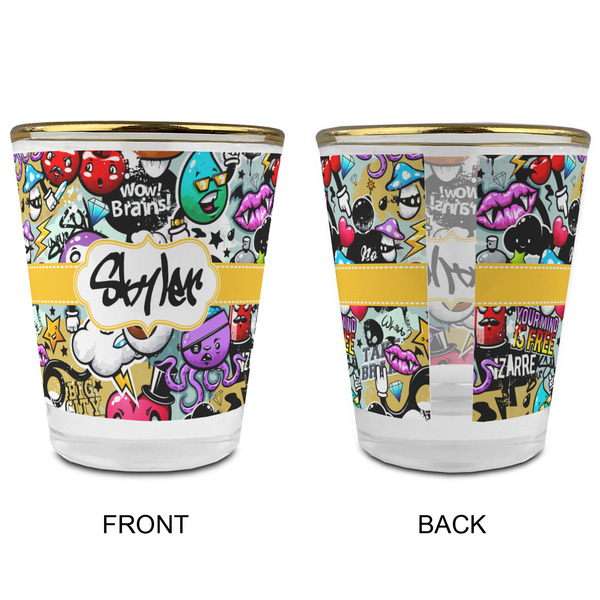 Graffiti Glass Shot Glass - with gold rim - APPROVAL