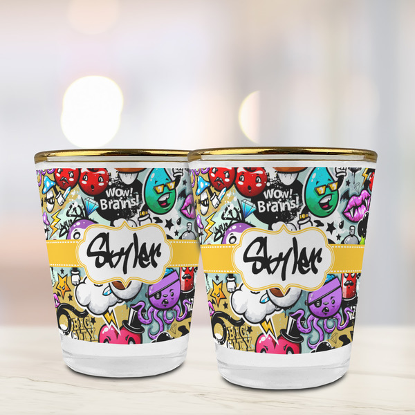 Graffiti Glass Shot Glass - with gold rim - LIFESTYLE
