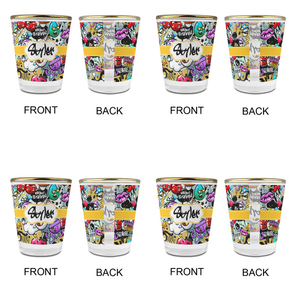 Graffiti Glass Shot Glass - with gold rim - Set of 4 - APPROVAL