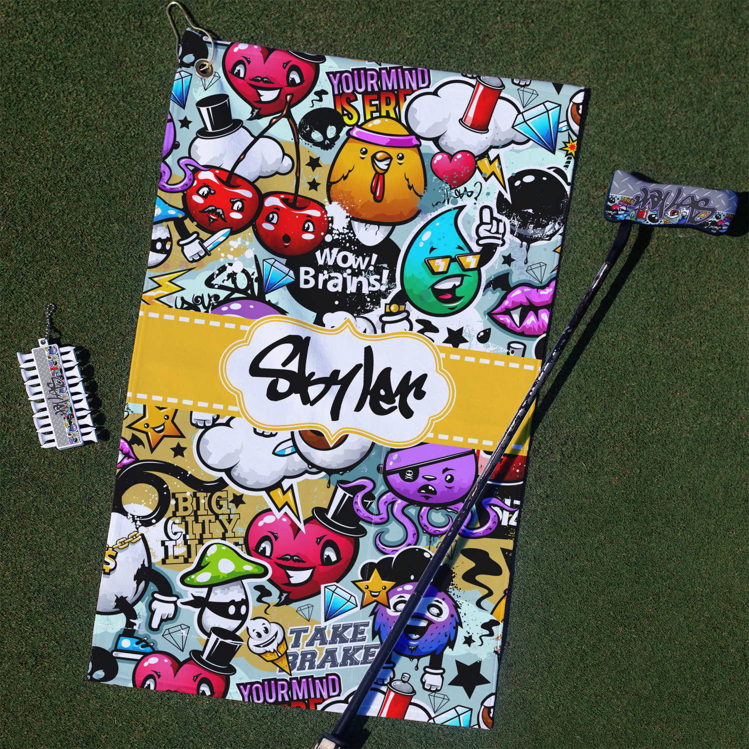 Custom Graffiti Golf Towel Gift Set (Personalized) | YouCustomizeIt