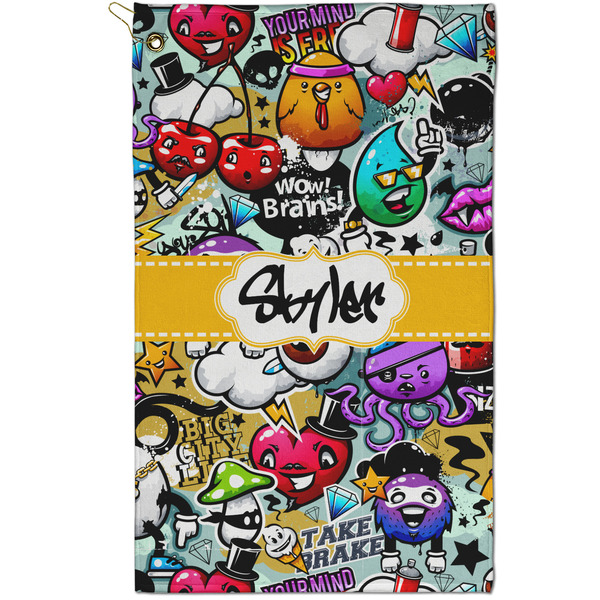 Custom Graffiti Golf Towel - Poly-Cotton Blend - Small w/ Name or Text