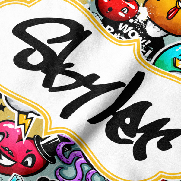 Graffiti Hooded Baby Towel- Detail Close Up