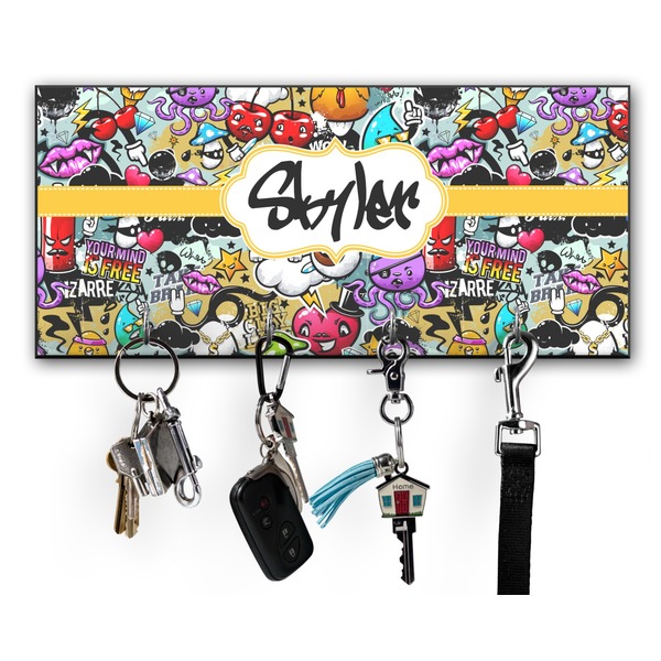 Custom Graffiti Key Hanger w/ 4 Hooks w/ Name or Text