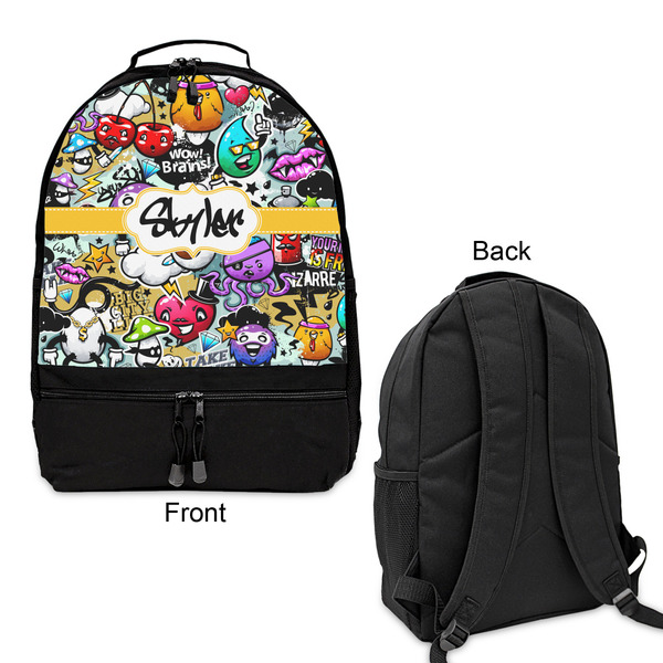 Graffiti Large Backpack - Black - Front & Back View